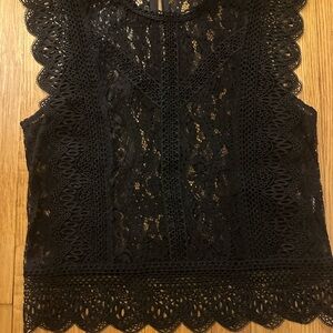 Zara Black Lace Sleeveless Blouse